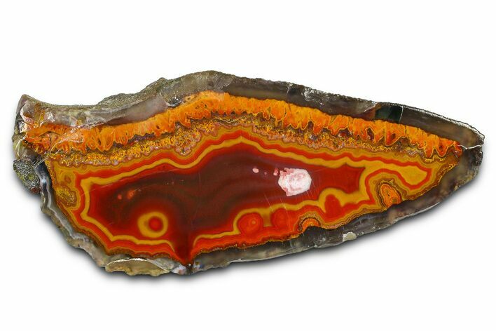 Polished Orange & Red Banded Agate - Kerrouchen, Morocco #372677